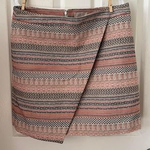 Loft, coral/black/cream skirt with back zipper